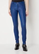 Leather Women Skinny Trouser Soft Blue Lambskin Waist Stylish Slim Fit Pant picture