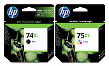 GENUINE NEW HP 74XL 75XL (CB336WN/CB338WN) Black Color Ink Cartridge 2-Pack picture