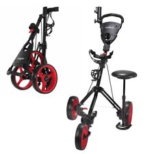Caddymatic Golf X-TREME 3 Wheel Push/Pull Golf Cart with Seat Black/Red picture