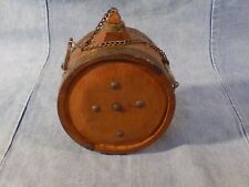 Antique Vintage Primitive Mini Wood Gun Black Powder Keg Cask Chain picture