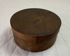 Antique Primitive Wood Pantry Box, Round, 6 3/4”, Dark Brown picture