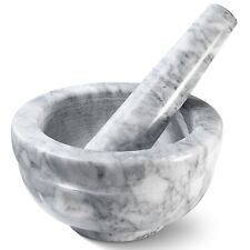 Granite Mortar and Pestle with White Marble Finish Set Use in Grey 4.5