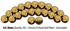 Lot of 20 Dimes Uncirculated U.S. Coins GENUINE 24K GOLD PLATED Ten Cents picture