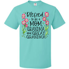 Inktastic Blessed To Be A Mom, Grandma, And Great Grandma Pink Flowers T-Shirt 3 picture