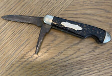 VINTAGE 1890's- 1900's Black BONE RARE KNIFE 2 Blade Pocket Knife Unbranded Used picture