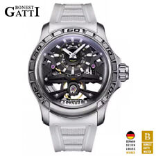 BONEST GATTI Men Automatic Watch 44mm Skeleton Mechanical Wristwatch Luminous picture