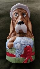  Vintage JASCO Ceramic Christmas Dog Bell Ornament - Made In Taiwan - 4.25