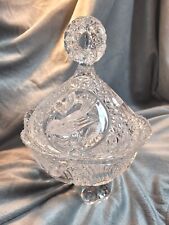 VTG HOFBAUER BIRDS  “BYRDES,” GERMAN, CLEAR CRYSTAL, CANDY /NUT DISH WITH LID picture