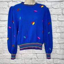 Vintage Anne Crimmins Umi Collections Womens Sweater Balloon Sleeve Blue Size L picture