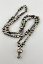 Vtg Navajo Sterling Silver Pearl Bench Bead Blossom Pendant Necklace 26