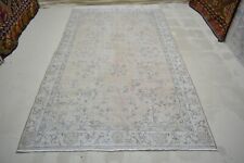 Red Faded Bordered Turkish Vintage Rug, 5.1x8.6ft, Antique Floral Handmade Rug, picture