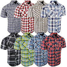 Western Plaid Shirt Short Sleeve Mens Snap Up Flap Pockets LATEST NEW COLORS picture