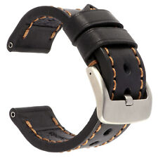 24mm COW Leather Strap Black Watch Band for INVICTA w/ Heavy Duty Buckle Copper picture