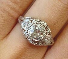 Vintage Art Deco 2.3Ct Round Lab Created Diamond 14k White Gold Engagement Ring picture