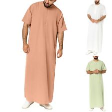 Mens Muslim Clothing Saudi Jubba Arab Kaftan Islamic Abaya Thobe Long Dress Robe picture