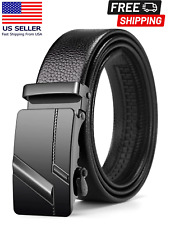 Mens Leather Ratchet Belt For Men Adjustable Automatic Buckle Belts (Sale) picture