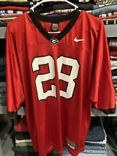 Vintage Georgia Bulldogs #28 Team Nike Football Jersey Size Large NCAA SEC RED picture