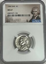 1966 SMS NGC MS67 THOMAS JEFFERSON NICKEL 5C SPECIAL MINT SET UNCIRCULATED PORT picture