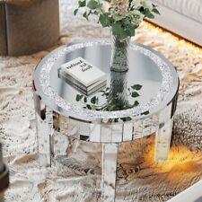 Modern Silver Mirrored Coffee Table Bling Diamonds Accent Table Sofa Side Table picture