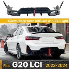 Fits BMW 3 Series G20 LCI 2023-24 Gloss Black Rear Lower Diffuser with LED Light picture
