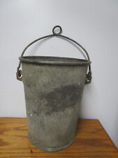 Antique Loop Handle Galvanized Metal Well Bucket , Farm Primitive picture