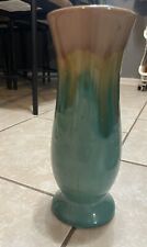 Vintage Mid Century Studio Pottery Vase Drip Glaze Retro Turquoise Vessel 10