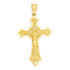 Solid 10k/14k Gold Crucifix Pendant - Christian Religious Faith Jewelry Gifts picture