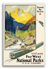 1930s Travel by Train - Far West National Parks Vintage Travel Poster - 24x36 picture