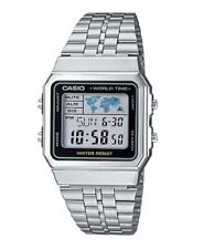 CASIO Vintage A500WA-1 SILVER TONE WORLD MAP ADJUSTABLE BAND Watch A500WA1 picture