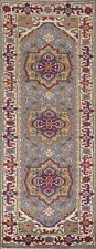Exquisite Traditional Hand-Knotted Heriz Serapi Indian Wool 8' Runner Rug 3x8 picture