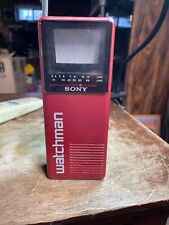 VINTAGE RED 1986 SONY WATCHMAN FD-10A HANDHELD TV Powers On Japan picture