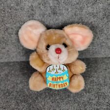 Happy Birthday Plush Mouse Russ Vintage Doll Stuffed Animal Toy Cake Candles 6