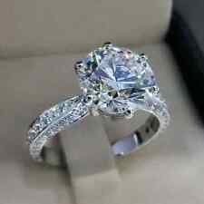 3Ct Round Cut Diamond Lab-Created Engagement Wedding Ring 14k White Gold Plated picture