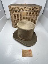Vintage late 1800's Beaver Fur Silk Mens Top hat w box 7 1/2 picture