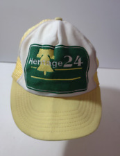 Vintage heritage 24 Hat Mesh Snap Back Yellow white Rare green 80’s Trucker Cap picture