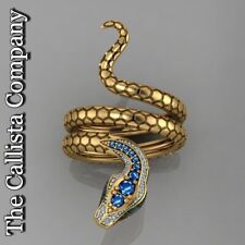 LAB-CREATED ROUND CUT 3A+ CZs SET IN 14K YELLOW GOLD, SNAKE RING (SIZE 6,7,8,9) picture