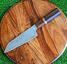Japanese Style Santoku Chef Knife Custom HandMade - Hand Forged Damascus Steel picture
