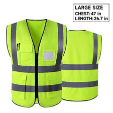 Reflective Safety Vest with 5 Pockets High Visibility Stripes Security, ONE SIZE picture