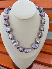 gorgeous 18-20mm south sea baroque  pinkpearl necklace 18inch 925s(tim) picture