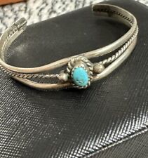 Vintage Turquoise Sterling Silver Native American  Bracelet Women Size 6.5 picture
