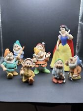 VINTAGE 90s Disney Porcelain CERAMIC Snow White & 7 Dwarfs Working Figurines picture