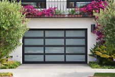 Full View Garage Door 12 ft By 8 ft Anodized Matt Black Frame With Frosted Glass picture