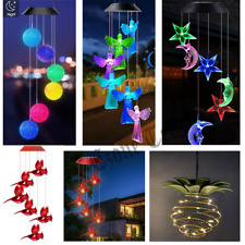 Solar Wind Chime Lights LED Color Changing Hanging Lamp Bird Ball Garden Decor picture