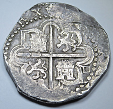 1556-98 Philip II Spanish Silver 4 Reales Genuine 1500s Pirate Treasure Cob Coin picture