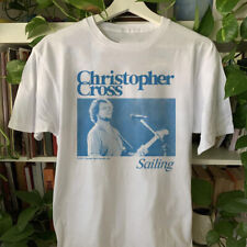 Vtg Christopher Cross Salling Cotton All Size Unisex White Tee Shirt J637 picture
