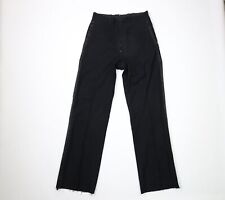 Vtg 30s Mens 31x34 Bespoke Wool Button Fly Satin Striped Tuxedo Pants Black USA picture