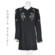 SONIA RYKIEL Vintage Long Black Beaded and Embroidered Jacket Size FR44 US12 picture