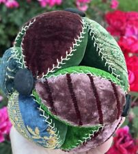 Antique Early Amish Sewing Ball Pin Cushion Multi Color Puzzle Ball Oversized picture