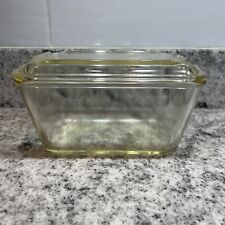 Vintage Glasbake Ovenware Fridge Covered  Baking Dish Bread Yellow Tint picture
