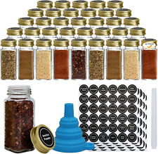 52 Pcs Glass Spice Jars,4Oz Square Spice Containers with Golden Caps,Glass Spic picture